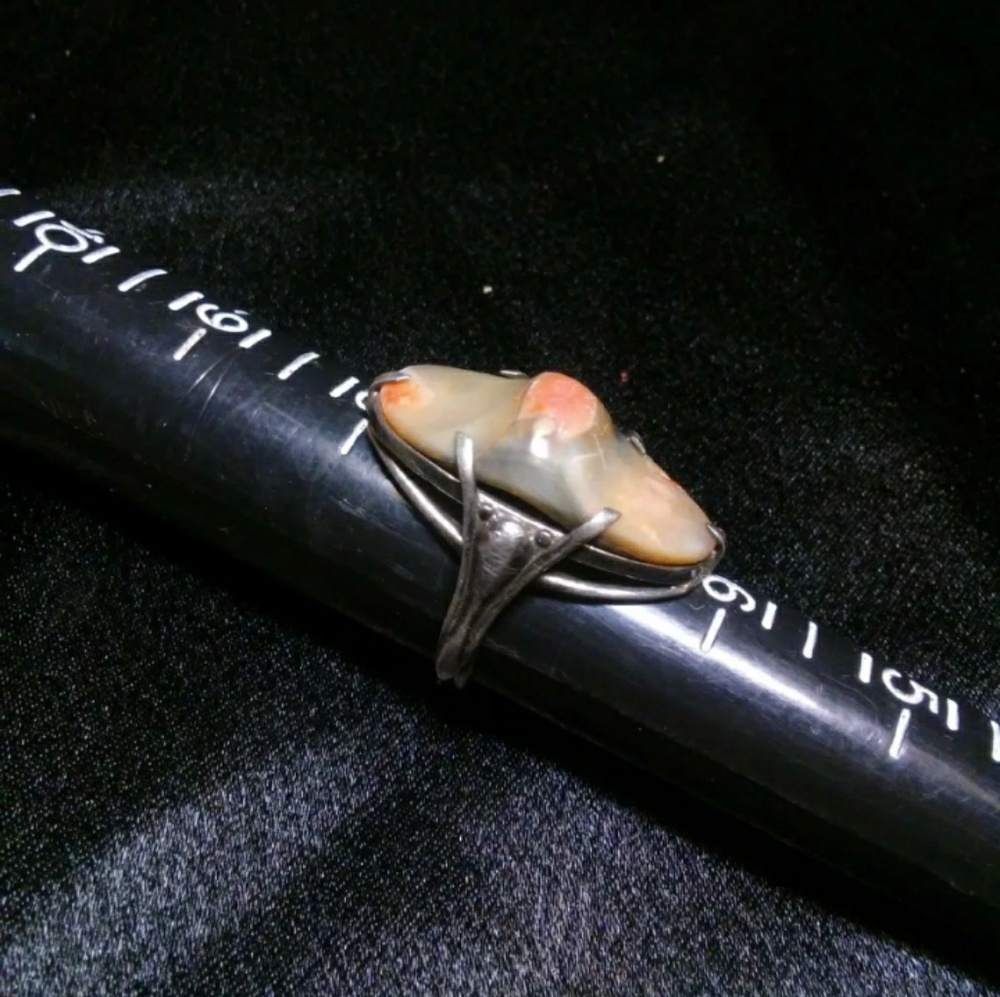 VINTAGE STERLING SILVER ABALONE RING